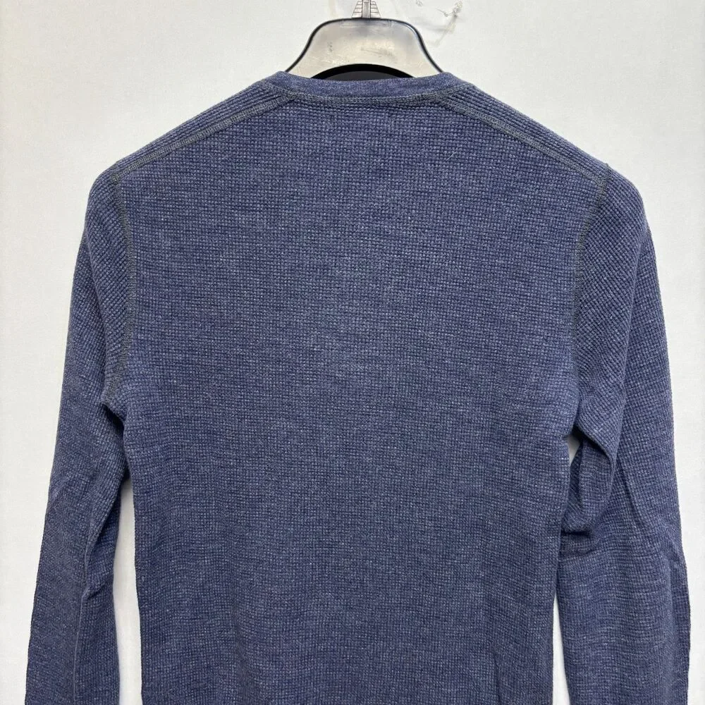 Wallace & Barnes Men Henley Waffle Thermal Shirt Top Size Small Blue D121 -18
